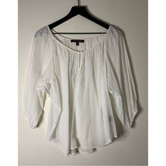 Cynthia Steffe Boho Style Embroidered White Top Size S - Picture 1 of 7